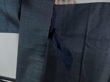 大島紬 男着物 三点セット 正絹 羽織 長襦袢 紺色 亀甲文様 メンズ着物セット Men's Kimono Set No.7