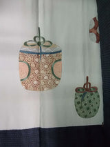 大島紬 男着物 三点セット 正絹 羽織 長襦袢 紺色 亀甲文様 メンズ着物セット Men's Kimono Set No.7