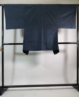 大島紬 男着物 三点セット 正絹 羽織 長襦袢 紺色 亀甲文様 メンズ着物セット Men's Kimono Set No.7