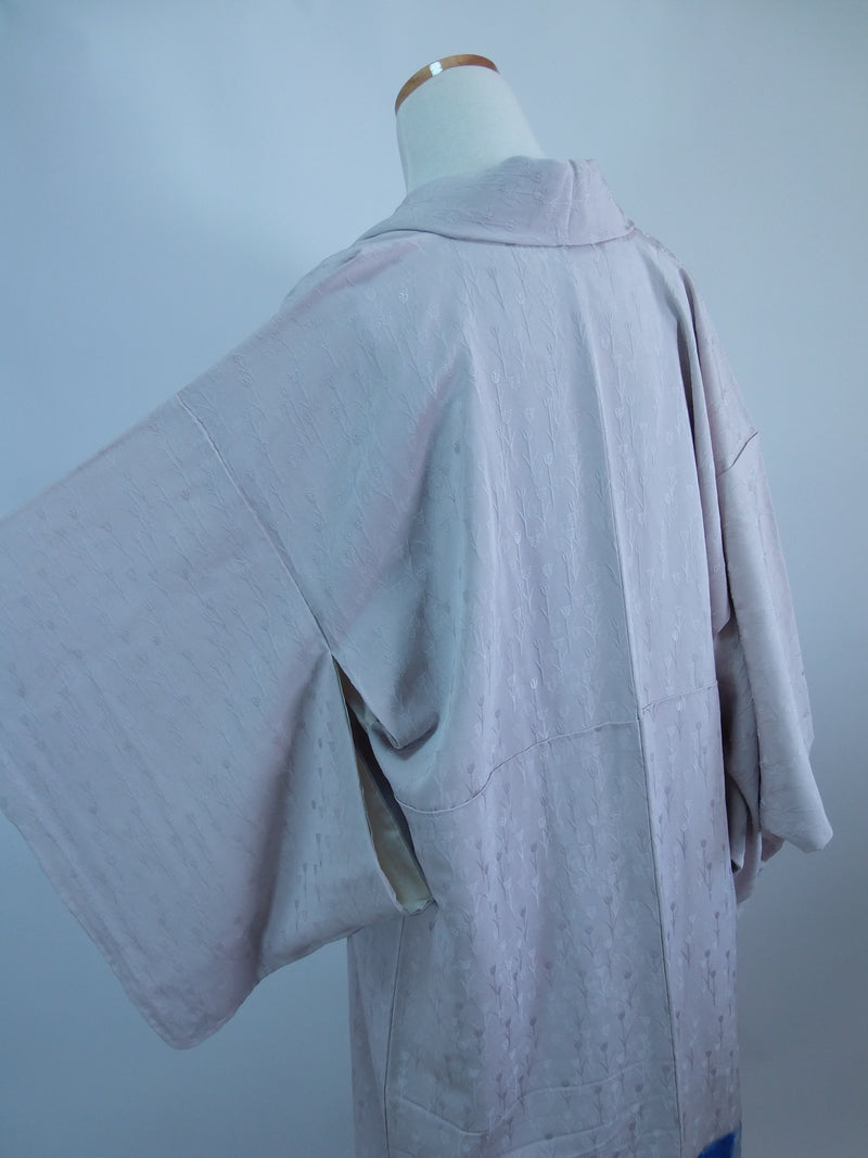 Robe kimono chat Vue de dos Kimono remake Manteau kimono japonais Cardigan Gris clair