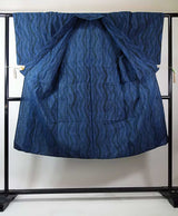 Yukata Homme Bleu Indigo-Noir | Motif Traditionnel Yoshiwara Tsunagi | Kimono d’Été Japonais en Coton Cousu Main ④