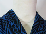 Yukata Homme Bleu Indigo-Noir | Motif Traditionnel Yoshiwara Tsunagi | Kimono d’Été Japonais en Coton Cousu Main ④