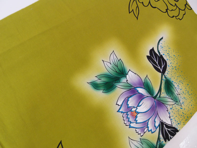 山本關西設計浴衣繡球花圖案正染色日本產品日本浴衣黃綠色