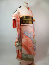 総絞り 振袖 長襦袢セット 正絹 金彩 桜色 絹のダイヤモンド “Long sleeve furisode”