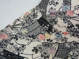 Woman Kimono, small pattern, dyed, landscape, flower pattern, pure silk, hand-sewn