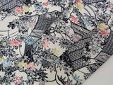 Woman Kimono, small pattern, dyed, landscape, flower pattern, pure silk, hand-sewn