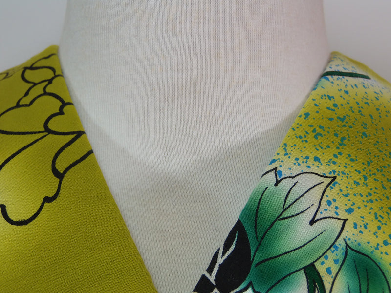 Yukata (yukata), designed by Kansai Yamamoto, with a hydrangea pattern, dyed in Japan, yellowish green