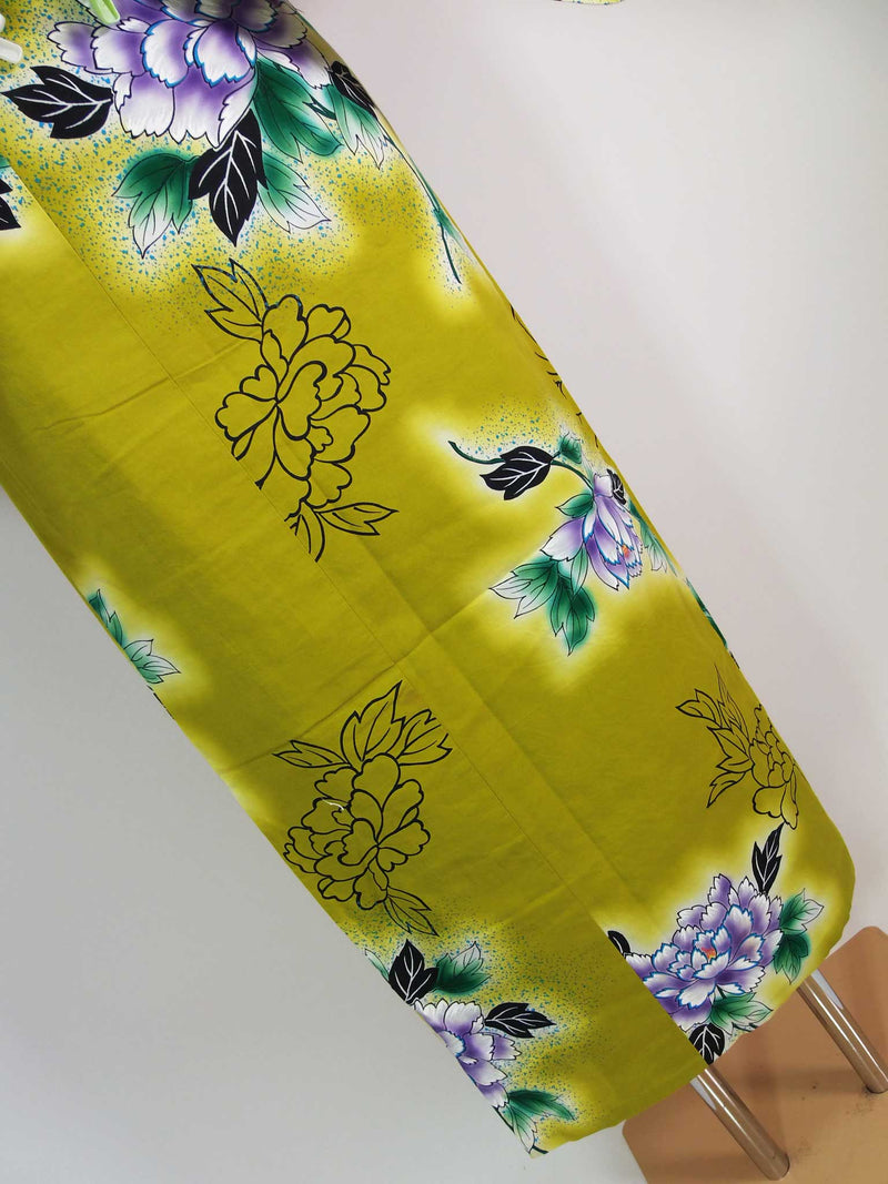 Yukata Yamamoto Kansai design, motif hortensia, teinture véritable, produit japonais yukata japonais, couleur jaune-vert