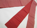 Almost beautiful Honjo Chikuzen half-width obi, horizontal stripe pattern, Japanese product, made of pure silk, brick red