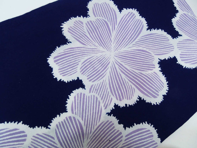 yukata with floral motifs japanese yukata Japanese product, navy blue