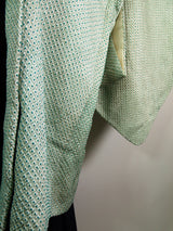 総絞り　羽織　鹿子絞り　薄い緑色　　日本製　絹製　Kimono jacket