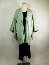 総絞り　羽織　鹿子絞り　薄い緑色　　日本製　絹製　Kimono jacket