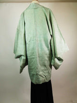 総絞り　羽織　鹿子絞り　薄い緑色　　日本製　絹製　Kimono jacket