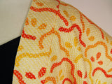 美品　総絞り　羽織　オレンジ色　花模様　日本製　絹製　Kimono jacket