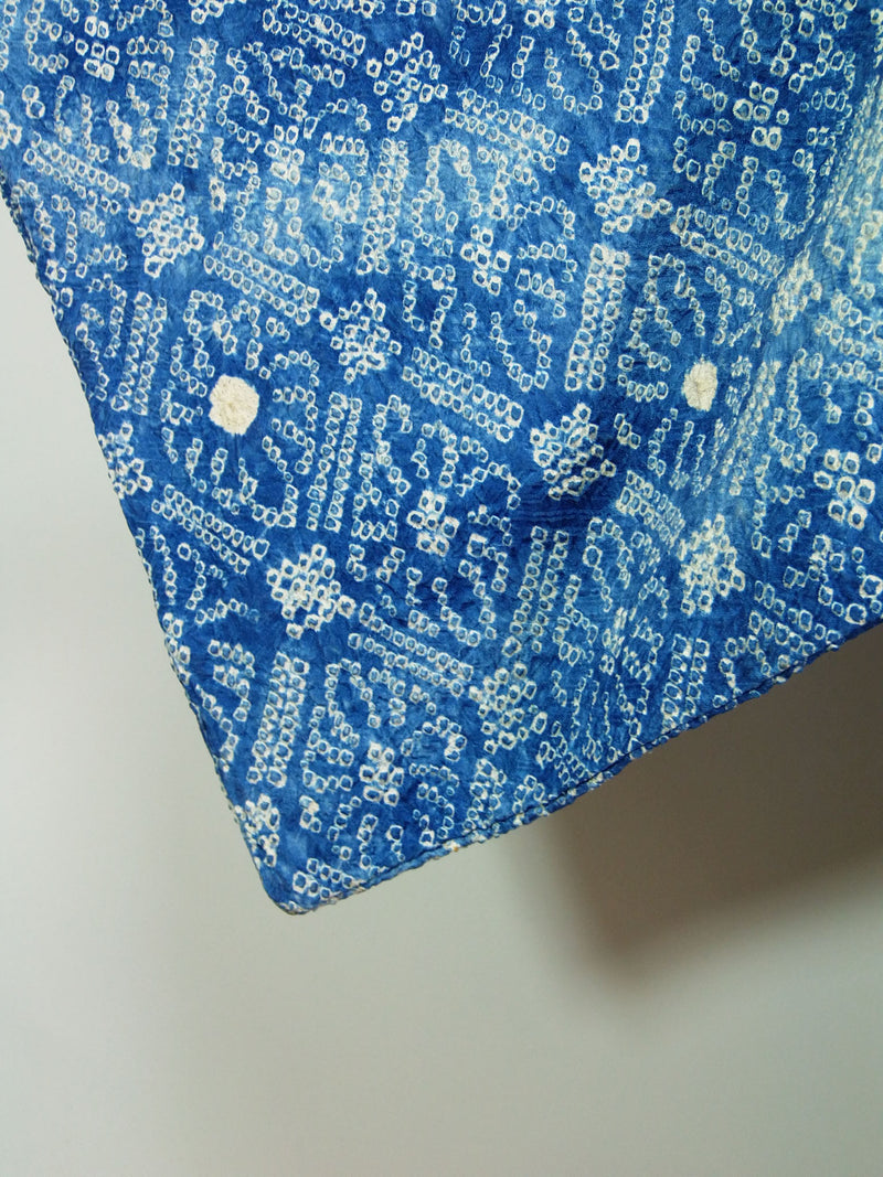 総絞り　羽織　水色　花模様　日本製　絹製　Kimono jacket