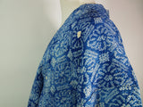 総絞り　羽織　水色　花模様　日本製　絹製　Kimono jacket
