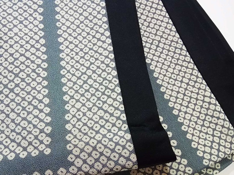 半幅帯　絞り調デザイン　グレー系×黒　おしゃれ帯 　浴衣帯