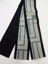 半幅帯　絞り調デザイン　グレー系×黒　おしゃれ帯 　浴衣帯