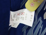 美品　レディース　浴衣　注染　本染め　花模様　日本製品　紺色