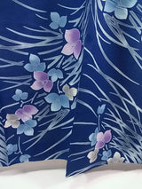 美品　レディース　浴衣　注染　本染め　花模様　日本製品　紺色