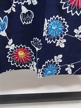美品　レディース　浴衣　注染　本染め　菊花模様　藍染　手縫い　濃紺色　反物からお仕立て　SS寸　ジュニアにも