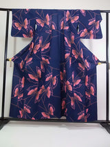 Yukata, Inoue, Butterfly design, navy blue, Japanese yukata