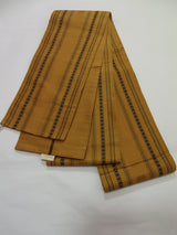 Unused, in storage, Honjo Chikuzen Hakata-ori Small Bags, half-width narrow obi, Dive Weave, golden brown, Japan Product