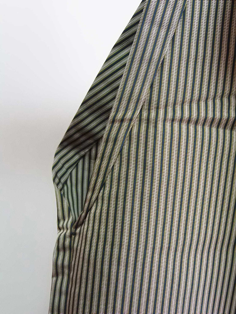 男着物用　袴パンツ 日本製　ストライプSS寸　ジュニアにも　正絹　行灯袴(スカートタイプ) 緑帯びたグレー