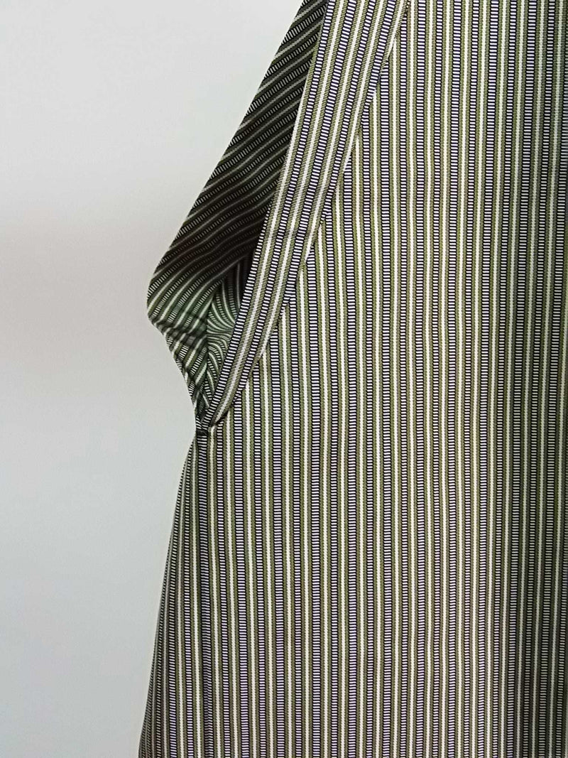 男着物用　袴パンツ 日本製　ストライプSS寸　ジュニアにも　行灯袴(スカートタイプ) くすんだ緑×グレー