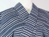 Yukata Homme Rayé Indigo | Teinture Traditionnelle | Motif à Rayures Horizontales Géométriques | Coton Bleu Marine et Blanc