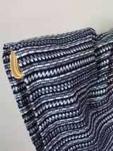 Yukata Homme Rayé Indigo | Teinture Traditionnelle | Motif à Rayures Horizontales Géométriques | Coton Bleu Marine et Blanc