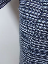 Yukata Homme Rayé Indigo | Teinture Traditionnelle | Motif à Rayures Horizontales Géométriques | Coton Bleu Marine et Blanc