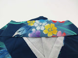本染め　浴衣　紫陽花模様　手縫い　日本製品　 SS 済み　ジュニアにも　レトロ Japanese yukata 青緑色系