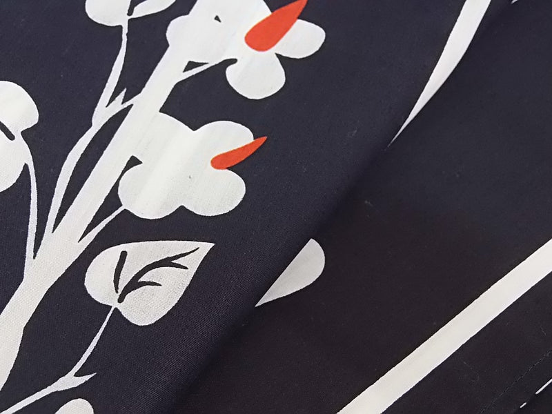 Unused yukata, Yumeji Takeshita, flower pattern, retro Japanese yukata, navy blue