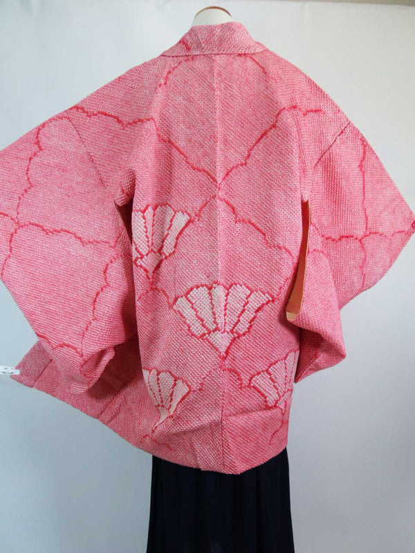 総絞り　羽織　青海波　日本の着物　絹製　Kimono jacket