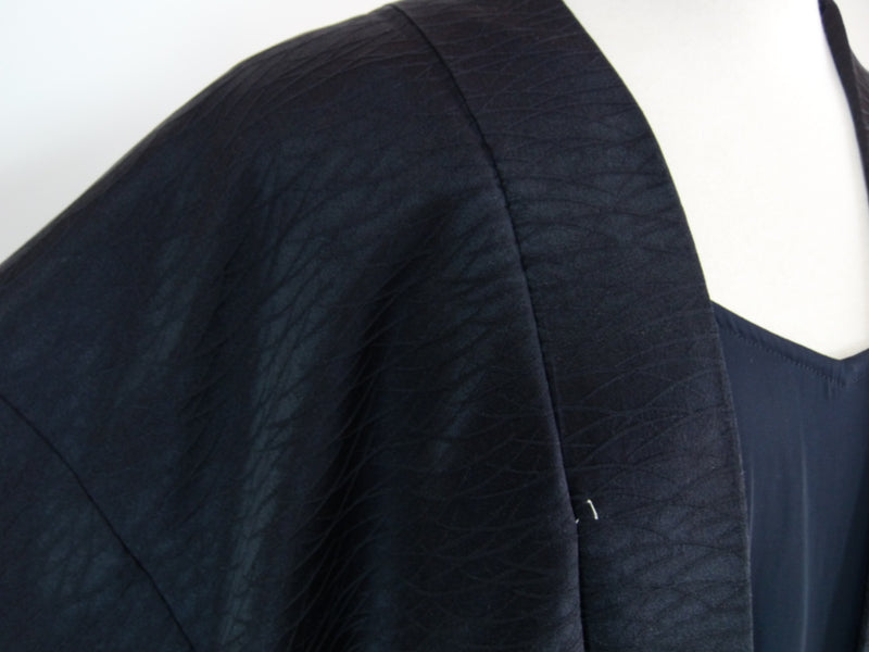 Haori shibori inutilisé, motif d'éventail, cerf, en soie, kimono japonais, veste de kimono noire