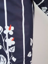 未使用的浴衣 Yumeji Takeshita 花朵圖案復古日本浴衣海軍藍
