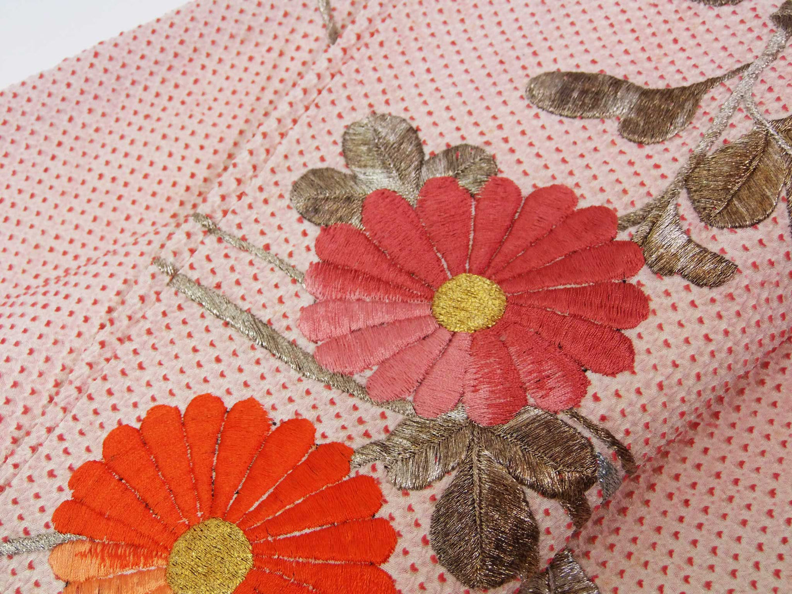 豪華 総絞り 日本刺繍 訪問着 オシドリ文様 アンティーク 絹の