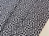 Yukata Homme Teint à la Main | Motif Hishi en Losanges | Coton Japonais Cousu Main | Bleu Marine et Blanc