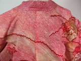 Beautiful haori, total shibori, reddish color, silk diamonds, flower pattern, silk product, Japanese product, Kimono jacket