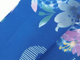 Almost beautiful, genuine dyed yukata, flower pattern, retro Japanese yukata, blue color.