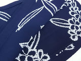 Presque magnifique yukata Shizome, motif floral, cousu à la main, produit japonais, taille SS, yukata japonais, couleur bleu marine.
