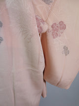 Haori, floral pattern, silk product, made in Japan, beige, hand-sewn, Kimono jacket