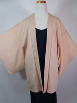 Haori, floral pattern, silk product, made in Japan, beige, hand-sewn, Kimono jacket