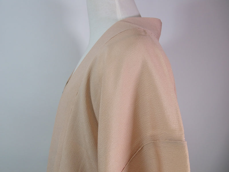 Haori, floral pattern, silk product, made in Japan, beige, hand-sewn, Kimono jacket