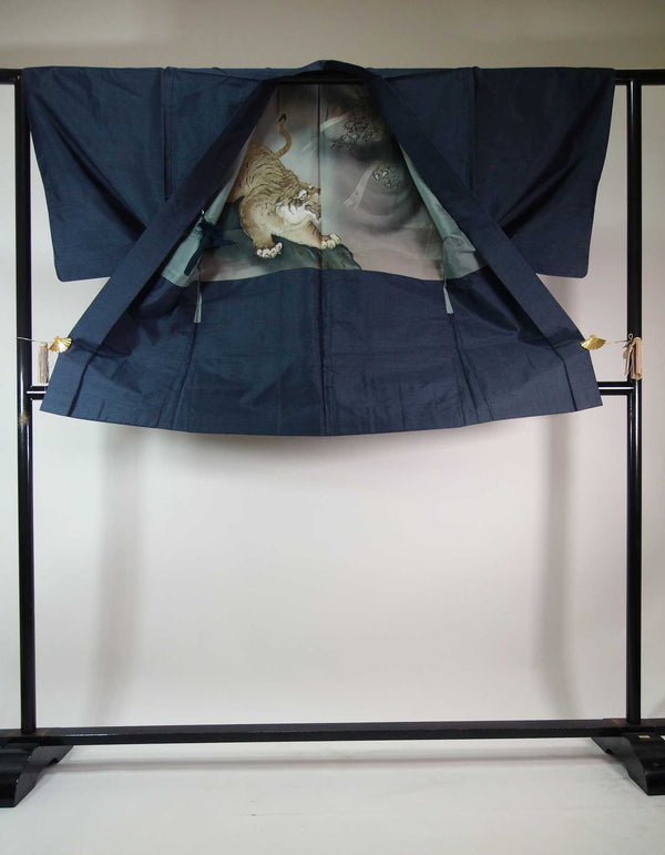 Kimono homme, ensemble veste haori, écaille de tortue, kimono homme japonais de la marque Oshima tsumugi