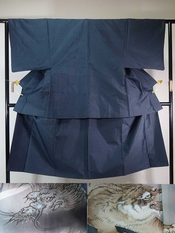 Kimono homme, ensemble veste haori, écaille de tortue, kimono homme japonais de la marque Oshima tsumugi