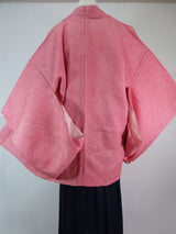 Magnifique haori shibori total, rose, fabriqué au Japon, veste de kimono, en soie.