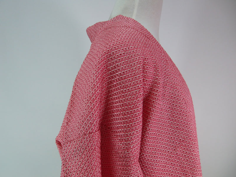 狀況良好 全隔膜羽織 粉紅色 日本製造 絲綢和服夾克