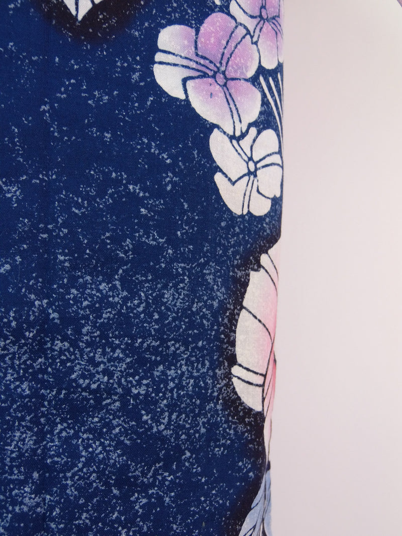 Almost beautiful, injected dye, tap-dye, yukata, morning glory pattern, retro Japanese yukata, blue